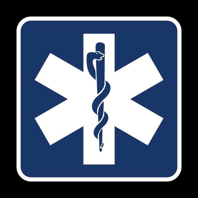 Emergency Medical Services sign - Points to facilities that provide emergency medical care, such as urgent care or EMS stations.