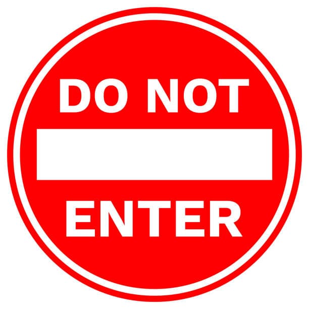 Do Not Enter sign - A regulatory sign that prohibits entry to a roadway or ramp; turning around is required.
