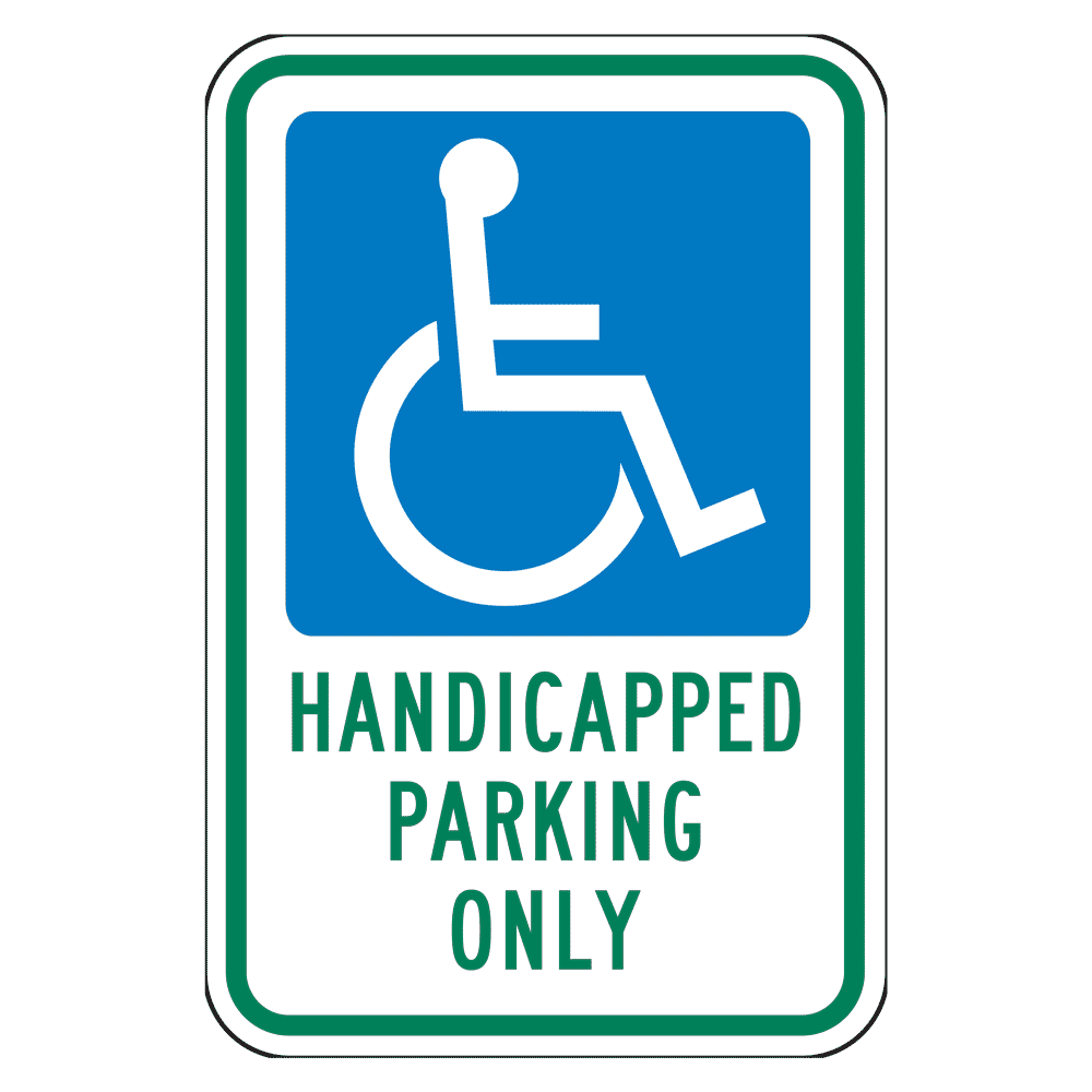 Handicapped Parking sign - Reserves parking exclusively for vehicles with valid disability permits or plates.