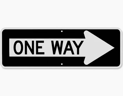 One Way sign - Traffic flows only in the direction shown; entering from the opposite direction is illegal.
