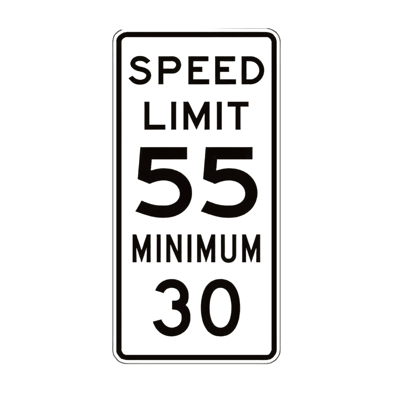 Speed Limit Maximum And Minimum sign - Shows both the highest and lowest legal speeds allowed on this stretch of road.