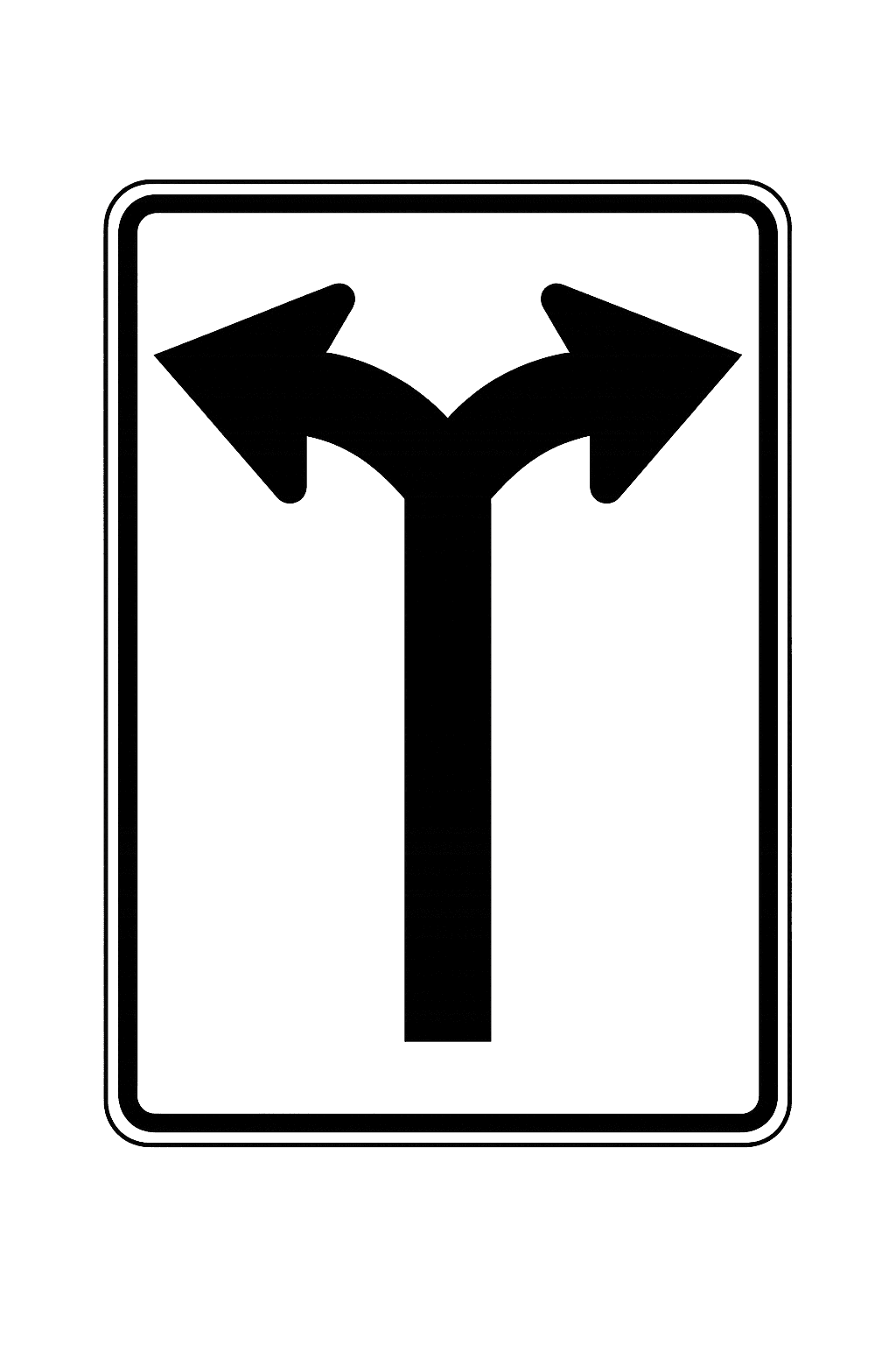 Turn Left Or Right sign - Drivers in this lane must turn left or right; going straight is not allowed.