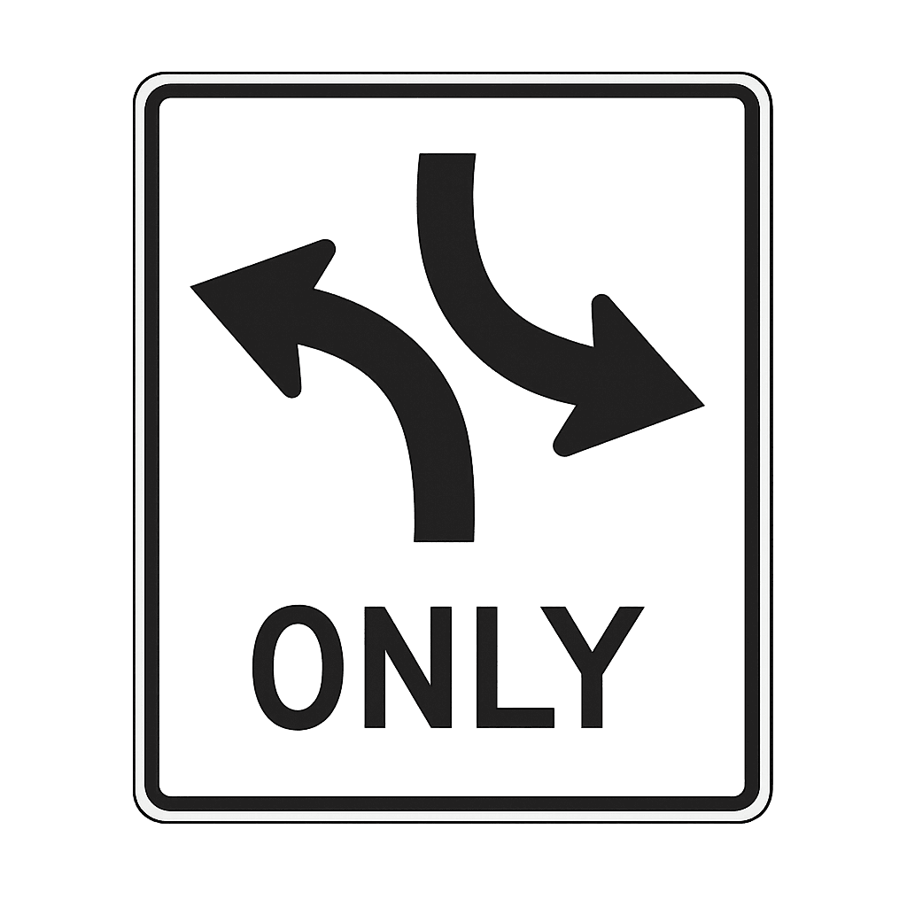 Two Way Left Turn Only sign - Two Way Left Turn Only regulatory sign telling drivers what is required or prohibited at this location. Obey to avoid violations.