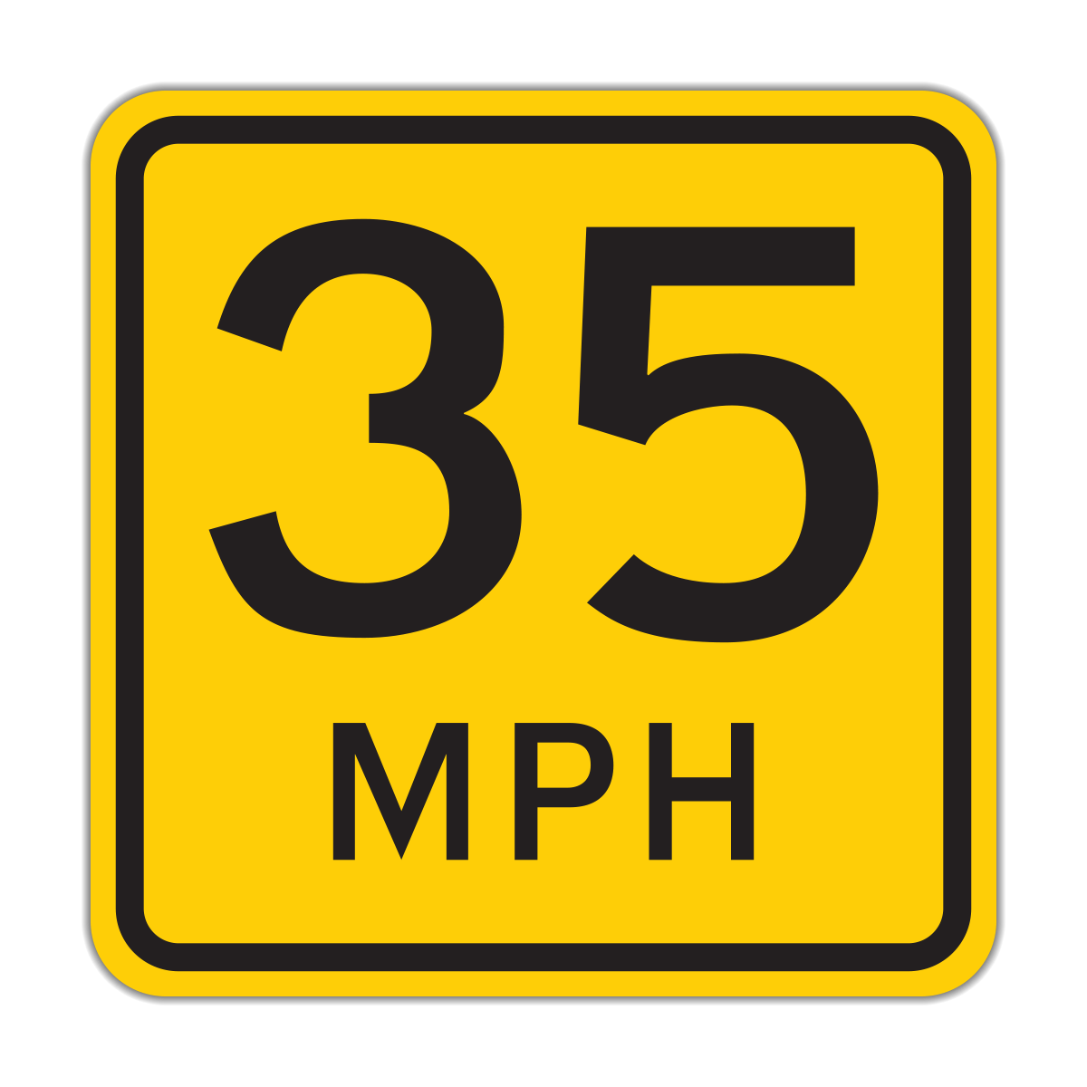Advisory Speed sign - Recommends a safe speed for a curve, ramp, or condition, often lower than the posted limit.