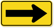 One Direction Arrow Right sign - Directs traffic to proceed only in the indicated rightward direction at an island or obstruction.