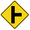 Side Road sign - Indicates a side road entering the main road; traffic may be entering or exiting there.