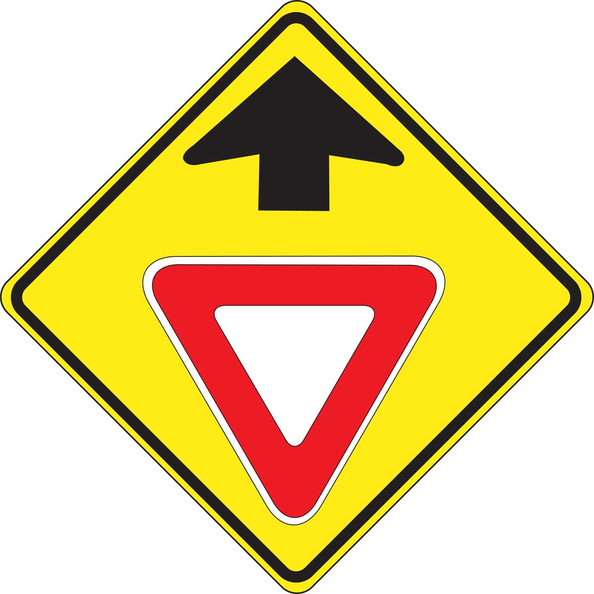 Yield Ahead sign - Alerts drivers that a yield sign is ahead so they can prepare to slow and give the right of way.