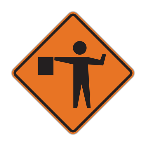 Flagger Ahead sign - Warns that a flagger is directing traffic in the work zone; be prepared to stop and follow signals.