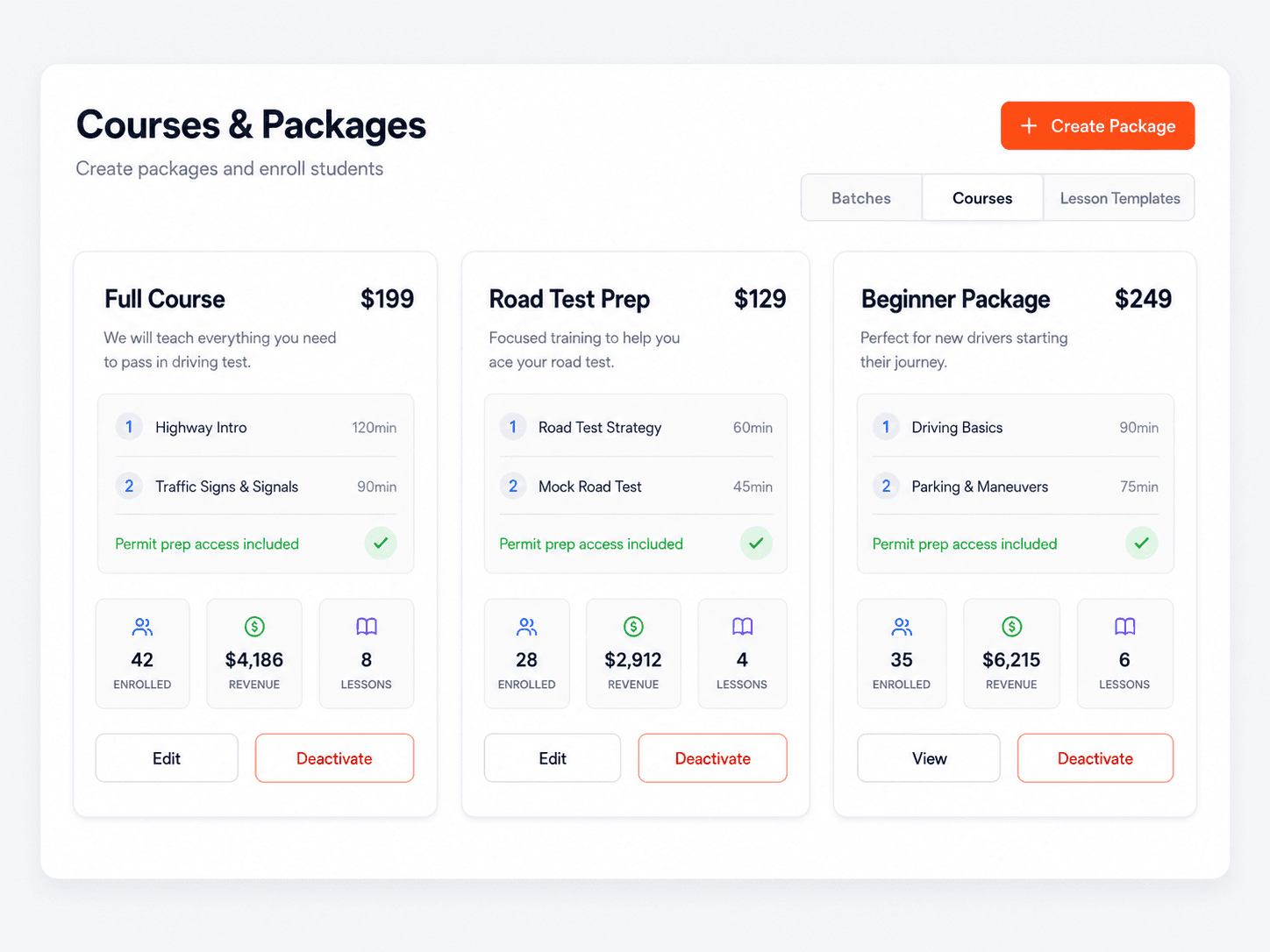 PermitSmash courses and packages view