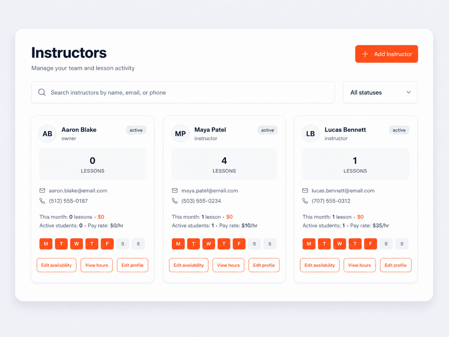 PermitSmash instructors management view