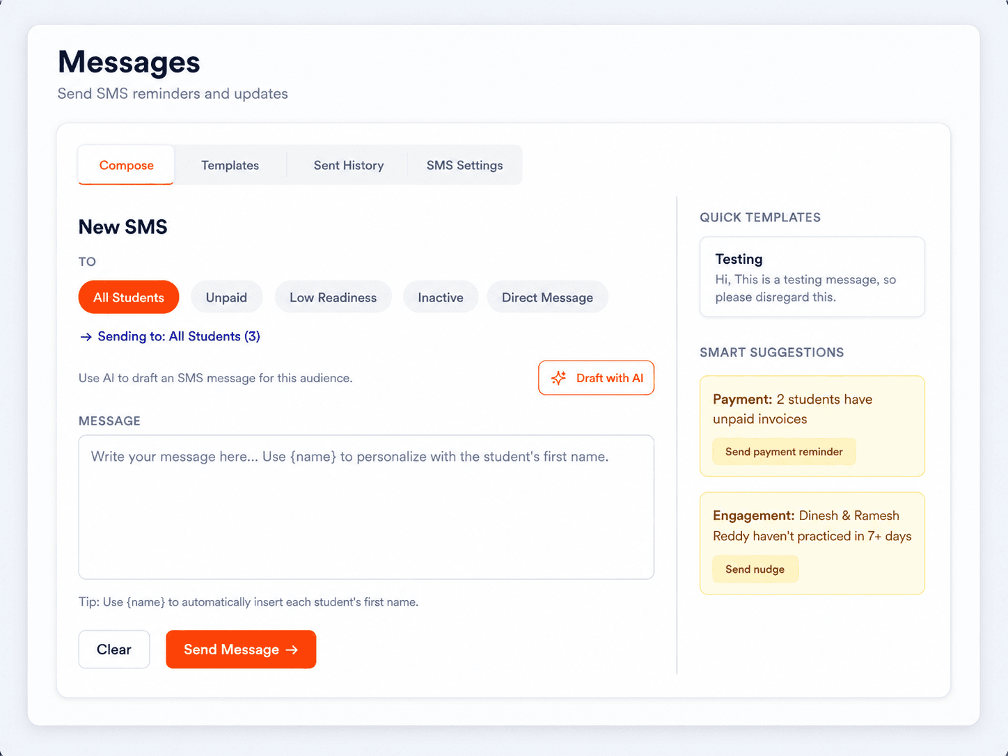 PermitSmash SMS messages inbox