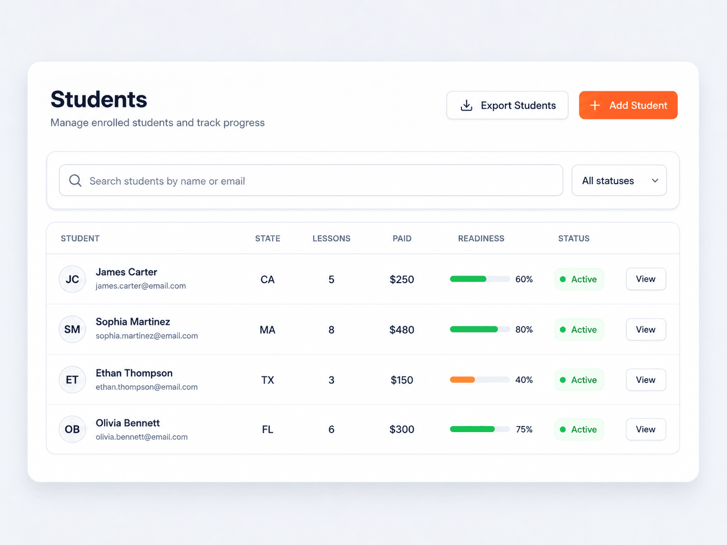 PermitSmash enrolled students list